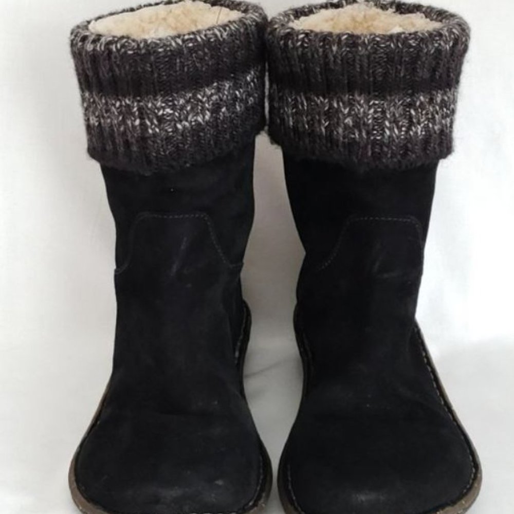 UGG Australia KAYLANA Black Suede SHEEPSKIN Sweater KNIT Cuff WINTER BOOTS 7.5